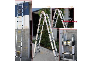 12.5 Ft A-Type Multi-Purpose Extension Aluminum Telescoping Ladder 330lbs w/Tray